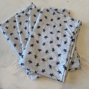 Nautica Navy Blue and White Sea turtle striped standard pillowcases. Set of 4